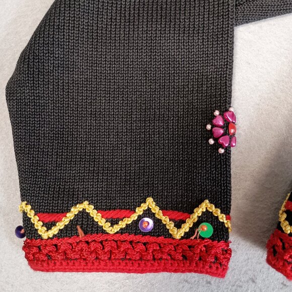 Vintage Michael Simon Women L Christmas Embroidered Full Zip Cardigan Sweater - Picture 8 of 16